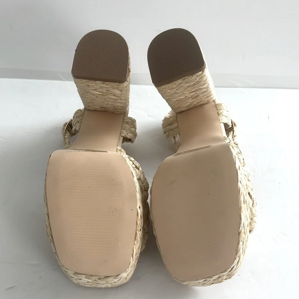 JustFab Women’s Rosalie Chunky Heel Espadrille Platform Sandals Shoes Size 11